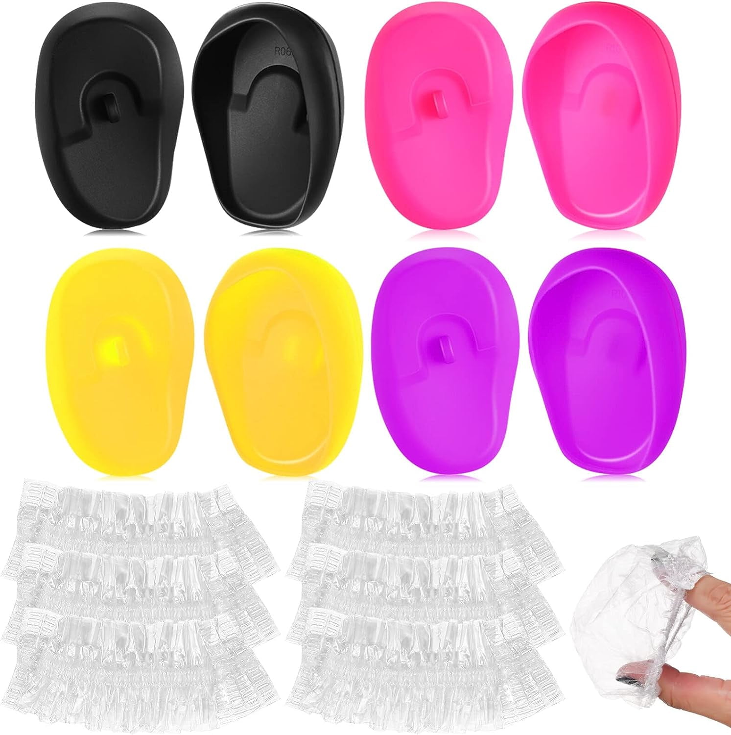 Hairdressing Ear Caps 4 Pairs Silicone Ear Cover Disposable Ear Covers