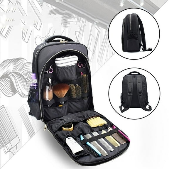 Hairdressing Tool Storage Bag Hairdressing Backpack Hairdresser Kit,Black