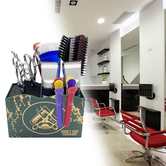 Hairdressing Tool Storage Box Countertop Organizer for Barber Shop Shear Holder Styling Tool Storage Haircut Tool Stand , Green, 18x8.2x15cm