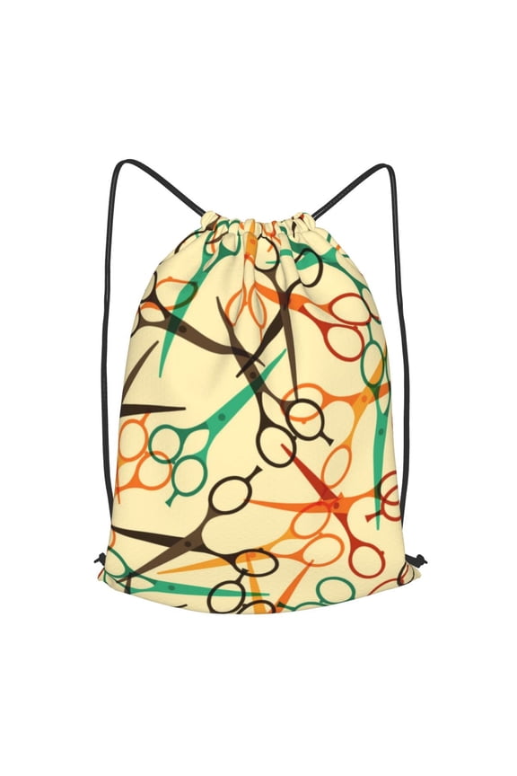 Hairdressing Tools Retro Scissors Salon Drawstring Backpack Gym String Bag Sports Sackpack Cinch Sack, Small
