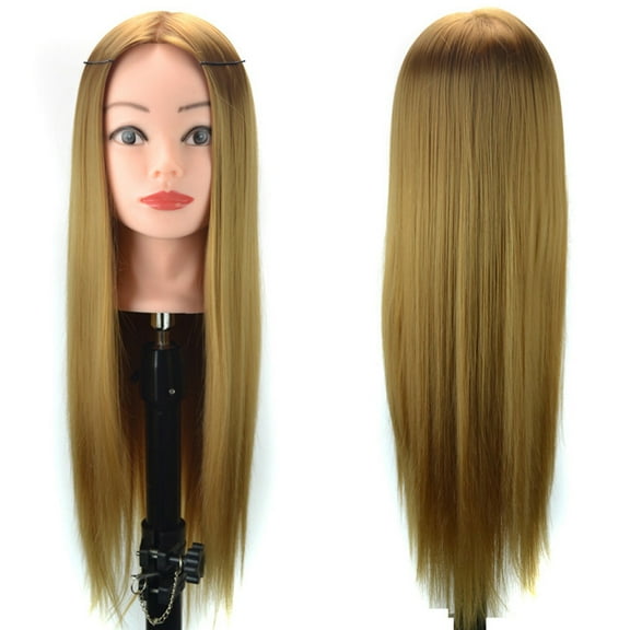 Hairdressing Training Head, Silicone Practice Mannequin, Synthetic High Temperature Resistant Fiber Hair for Cutting Braiding Styling, 60cm Long, Environmentally Friendly Material