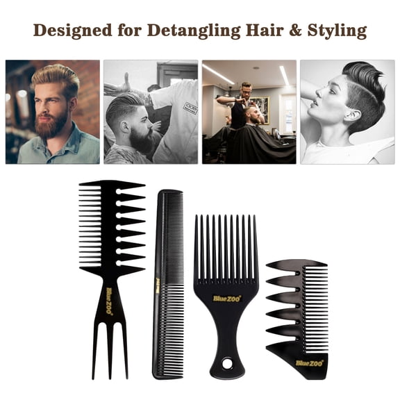Hairdressing comb,Tools Pick Hair Brush Comb Set Wide Brush Comb Set Pick Barber Comb Tooth Comb Tools Pick Barber 4pcs Comb -static Hair Wide Tooth Comb Man Leeofty Florbela