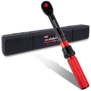 Hairich 1/4 Inch Drive Click Torque Wrench 20-200 In-lb/2.26-22.6 nm Dual Scale 72 Tooth Ratchet Red Handle for Bicycle Motorcycle Auto Spark Plug Repair
