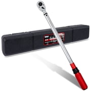 Hairich 3/4 Inch Dual Scale Torque Wrench 100-400ft-lb Red Precision Ratchet Spanner for Car Motorcycle Bike Maintenance,Chrome Vanadium Steel