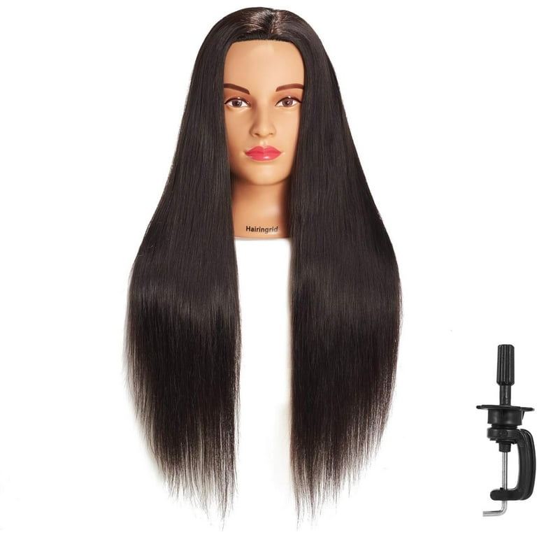 Mannequin Head with 70% Real Human Hair, MYSWEETY 26'' Hairdresser Practice  Styling Training Head Cosmetology Manikin Doll Head with Clamp Holder, DIY