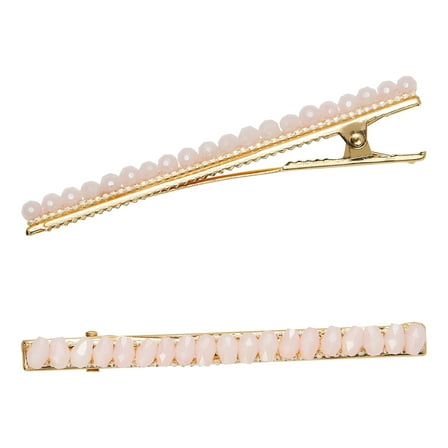 Hairitage Beaded Stylish Hair Clips Pink, 2 PC