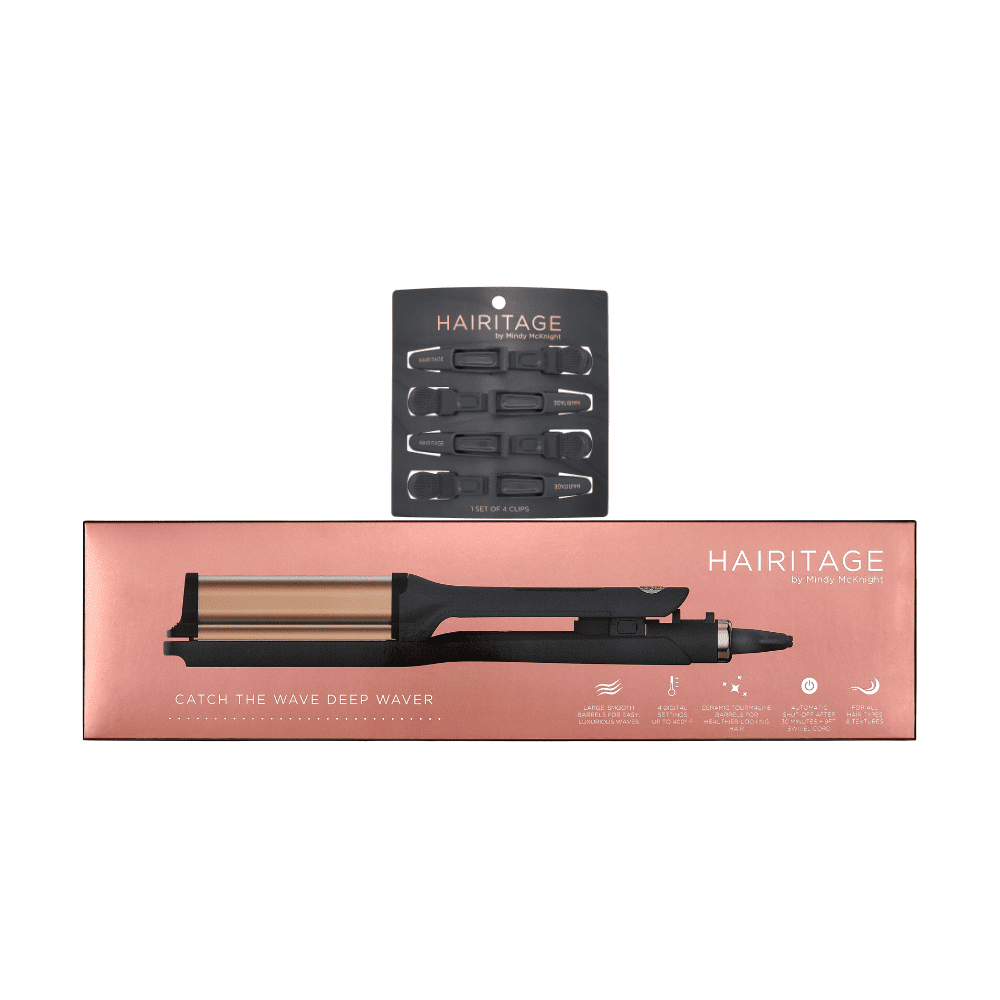 Hairitage Catch the Wave Deep Beach Waver Curling & Crimping Iron + 4PC