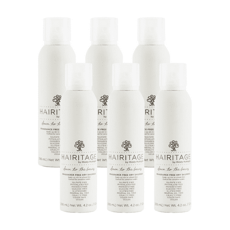 Hairitage Down to the Basics Dry Shampoo Spray, Fragrance Free, 4.2 oz (Pack of 6)