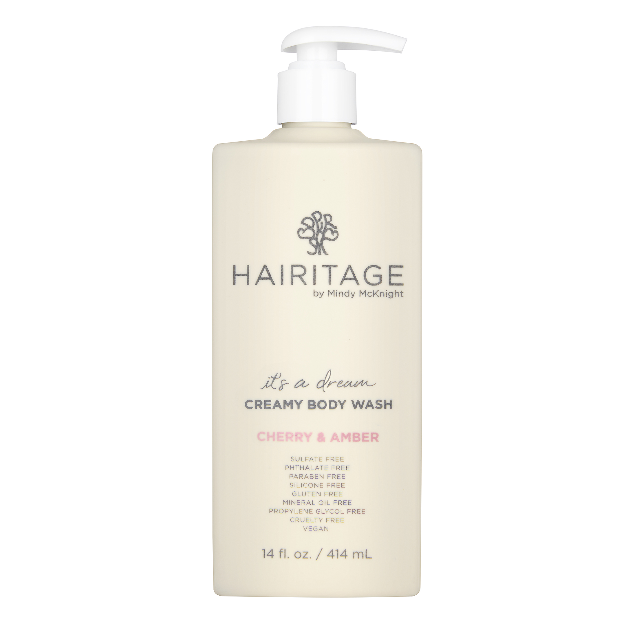 Hairitage It’s A Dream Cherry & Amber Scented Creamy Body Wash for Women, Men & Kids | Açaí Fruit Extract for All Skin Types | Vetiver & Guaiac Wood Essential Oils, 14 fl oz. - image 1 of 8