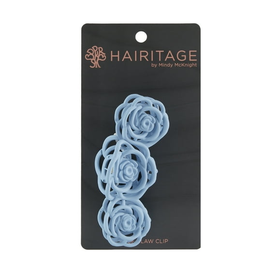 Hairitage Large Rose Claw Hair Clip for Women & Girls | for All Hair Types Banana Barrette | French Butterfly Hair Clip | Light Blue, 1PC
