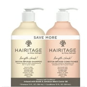 Hairitage Biotin & Castor Oil Moisturizing Shampoo and Conditioner for Hair Growth + Volume, Dry Damaged Hair, 13oz