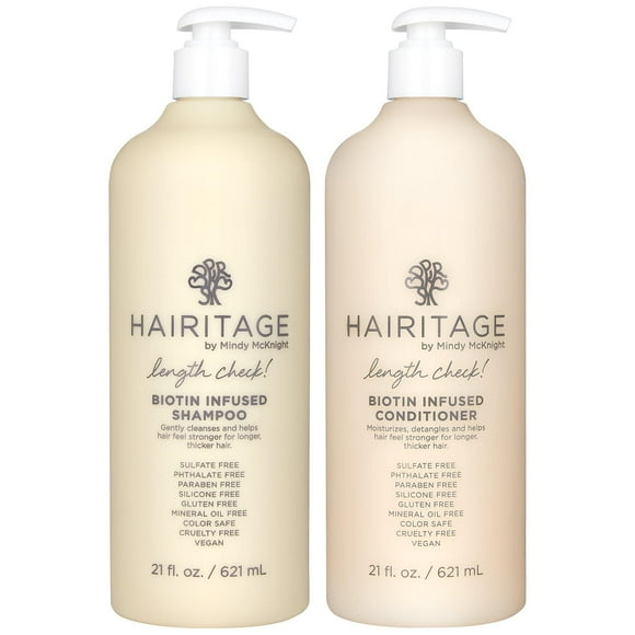 Hairitage Length Check Biotin + Castor Oil Shampoo and Conditioner Set, 21oz