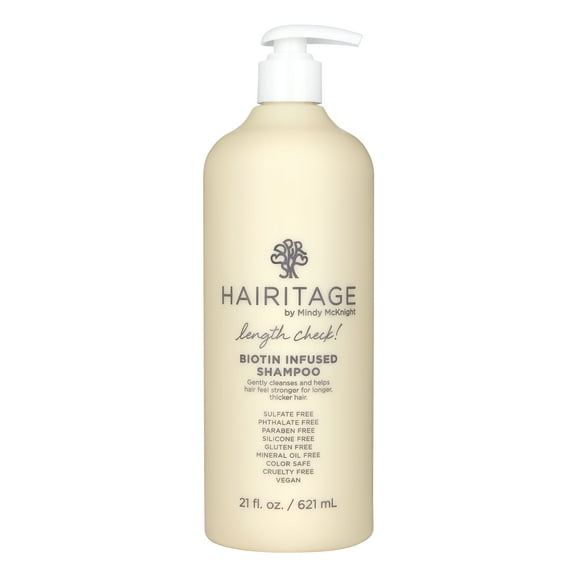 Hairitage Shampoo Length Check Biotin + Castor, for Volume + Thickening, 21 oz.