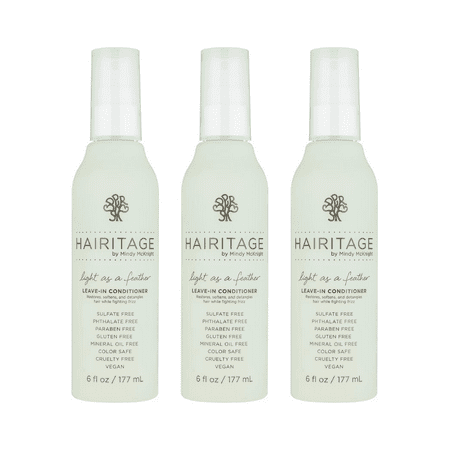 Hairitage Light as a Feather Detangling Leave-in Conditioner Spray, 6 fl oz (Pack of 3)