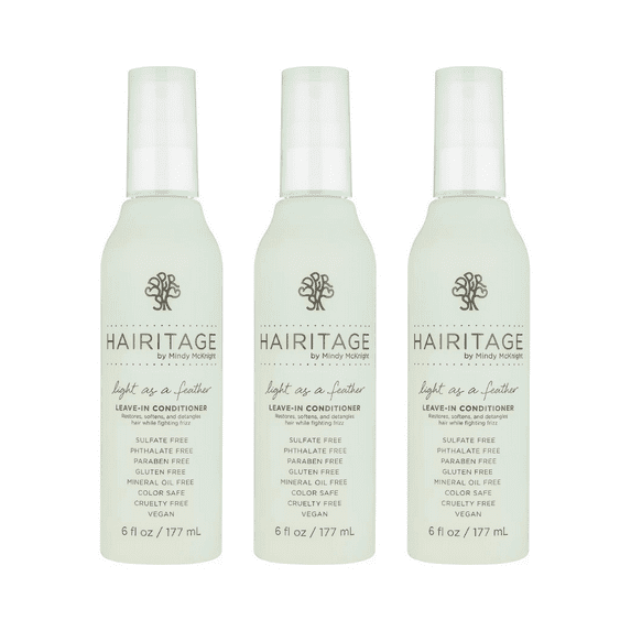 Hairitage Light as a Feather Detangling Leave-in Conditioner Spray, 6 fl oz (Pack of 3)