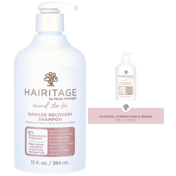 Hairitage Mend to Be Damage Recovery Moisture + Castor Oil Shampoo and Conditioner Set, 13oz