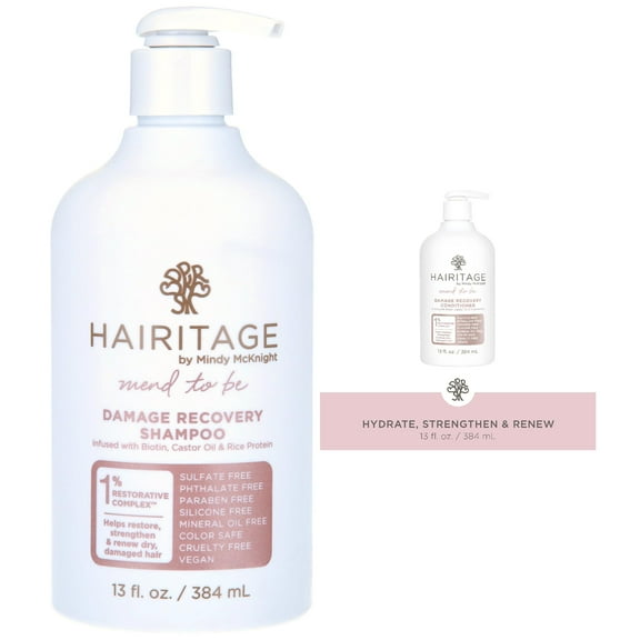 Hairitage Mend to Be Damage Recovery Moisture + Castor Oil Shampoo and Conditioner Set, 13oz