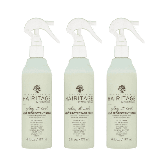 Hairitage Play it Cool Heat Protectant Spray, 6 fl oz (Pack of 3)