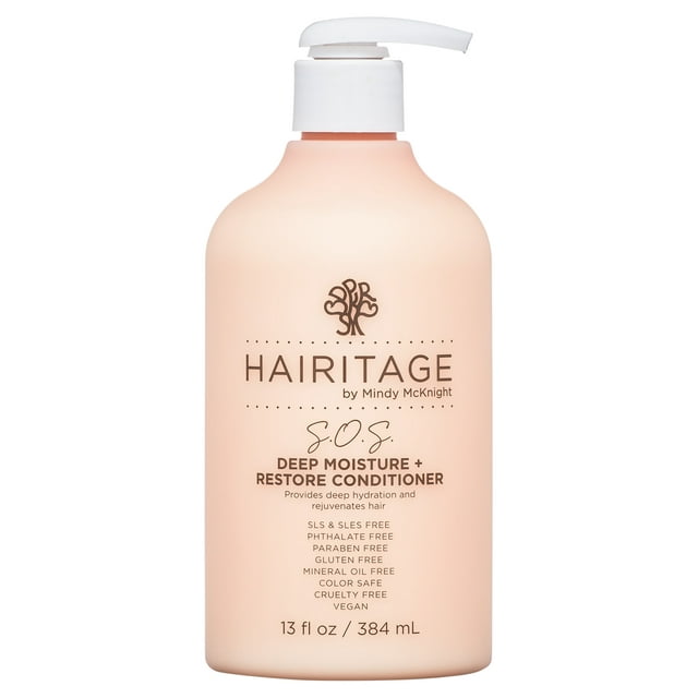 Hairitage S.O.S. Deep Moisture & Restore Deep Conditioner with Safflower Oil for Dry, Thick Hair | for Coily + Curly + Wavy Hair Types | Vegan for Women & Men, 13 fl. oz.