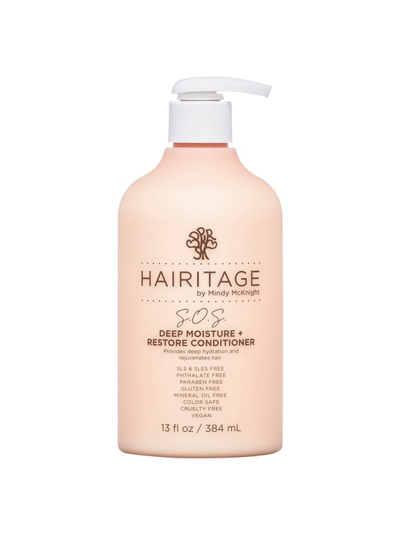 S.O.S. Deep Moisture & Restore Deep Conditioner with Safflower Oil for Dry, Thick Hair | for Coily, Curly, Wavy Hair Types | for all genders, 13 fl. oz. pump dispenser