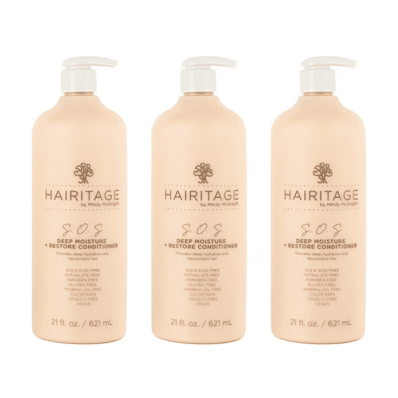 Hairitage SOS Deep Moisture + Restore Deep Conditioner, 21 fl oz (Pack of 3)