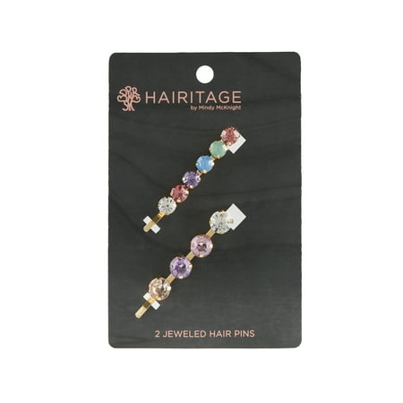 Hairitage Slide-Proof Jeweled Bobby Pins for Women & Girls | Decorative Hair Styling Bobby Pins for All Hair Types | Multicolor, 2PC