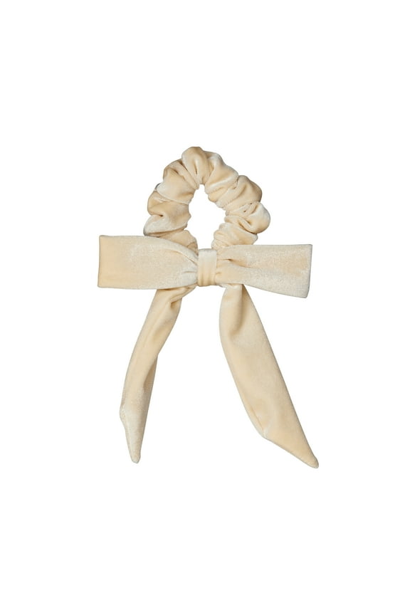Velvet Hair Bow Scrunchie Ivory, 1 PC