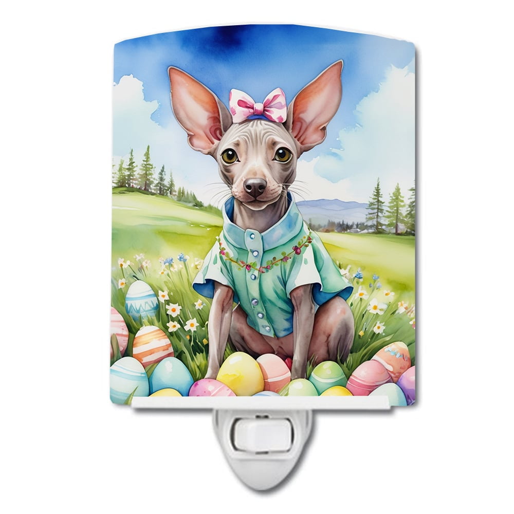 Hairless Terrier Easter Egg Hunt Ceramic Night Light 4 in x 6 in