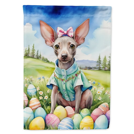 Hairless Terrier Easter Egg Hunt Garden Flag 11.25 in x 15.5 in