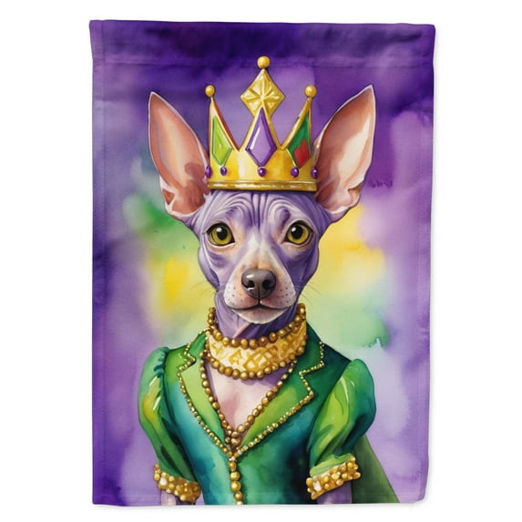 Hairless Terrier King of Mardi Gras Garden Flag 11.25 in x 15.5 in