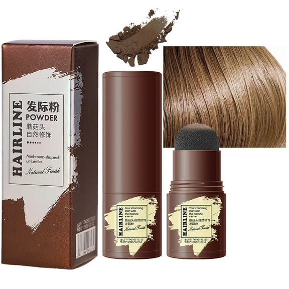 Hairline Powder Stick, Hair Shadow and Root up Powder, Hair Shading Sponge Pen Filler Powder for Covering Gray Hair and Thin Hair Roots, Mocha Brown Mushroom Head Natural Hairline Makeup Organizers