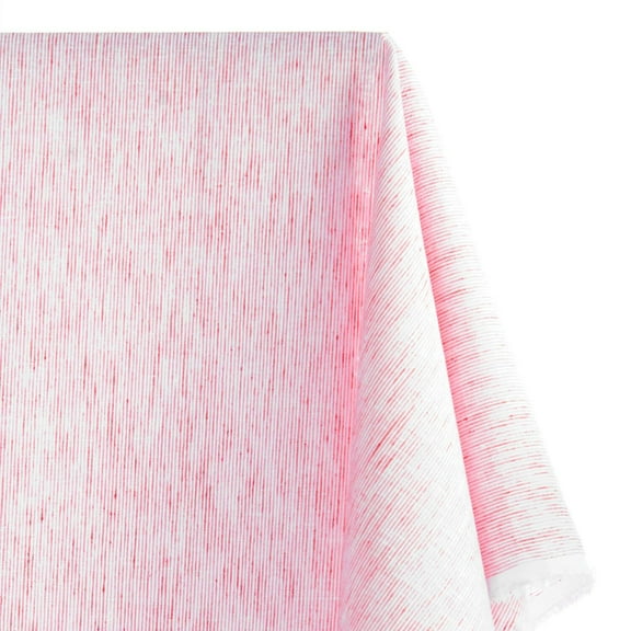 Hairline Stripe Linen-Look Polyester Cotton 58" Fabric By The Yard - Fuchsia / White