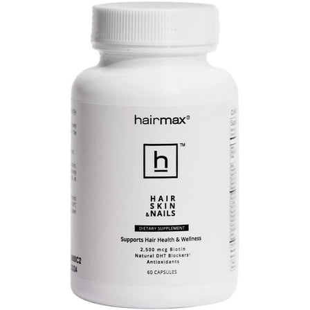 Hairmax Hair, Skin and Nails Dietary Supplement – Hair Loss & Hair Regrowth Treatment. 2500mcg Biotin, DHT Blocker, MSM & Antioxidants, 60 Capsules