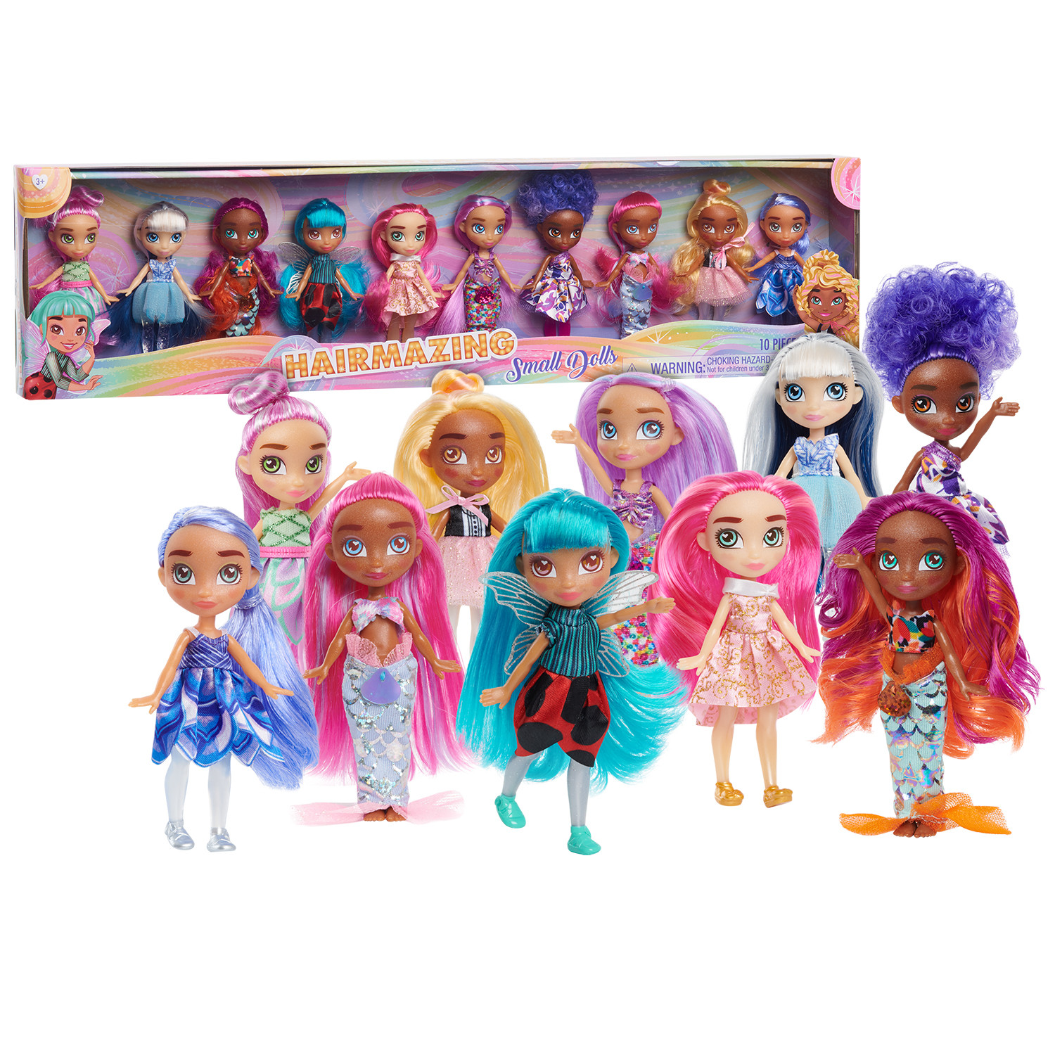 Hairmazing 10-Pack Collectible Small Dolls Set, Kids Toys for Ages 3 up - image 1 of 15