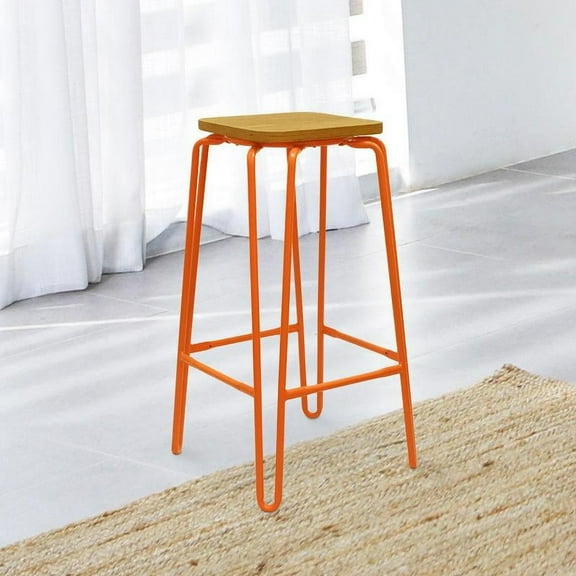 Hairpin Bar Stool with Solid Wood Seat