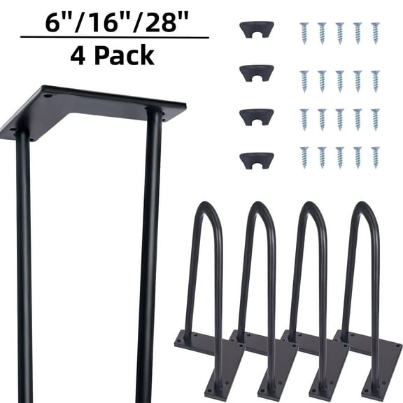 Gamexcel Hairpin Legs 6 inch Set of 4, DIY Furniture Metal Table Legs Perfect for Cabinet, Wardrobe, TV Cabinets, Drawers, Nightstand