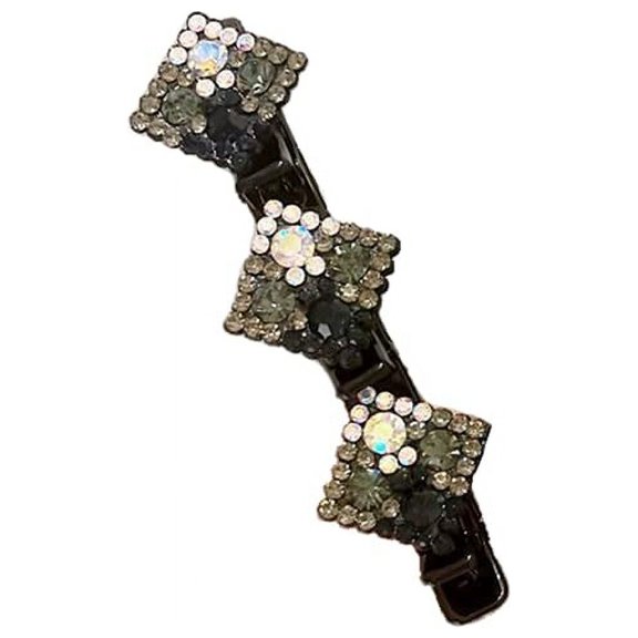 Hairpin Rhinestone Duckbill Clip, Double Bangs Hair Clips Braided (C)