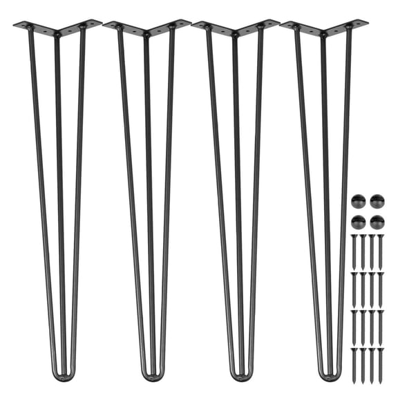 Hairpin Table Legs 30" Black - Set of 4, 880lbs Capacity - 3 Rod Desk Legs for DIY Projects