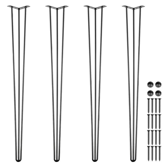 Hairpin Table Legs 36 inch Black Set of 4, 220 lbs Capacity, Desk Legs 3 Rods for DIY Bench, Desk, Dining, End Table, Chairs, Carbon Steel Furniture Legs