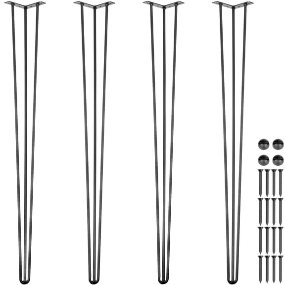 Hairpin Table Legs 40 Inch Black Set of 4 Heavy Duty 880lbs Load Capacity 220lbs Each 3 Rod Design for Desk Bench Dining Table Carbon Steel Furniture DIY