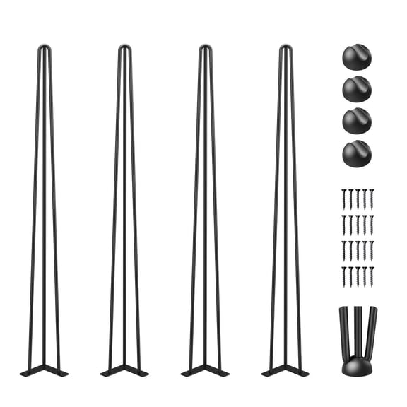 Hairpin Table Legs 40 Inch Black Set of 4 Heavy Duty 880lbs Load Capacity Carbon Steel 3 Rod Design for Desk Bench Dining Table