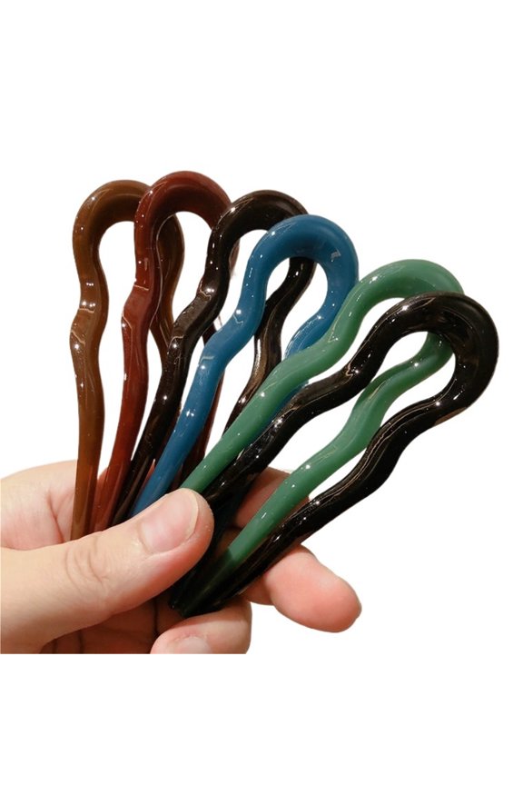 Hairpin U-shaped resin two-tooth ball hair insert comb wave U-shaped hair fork bride hairpin