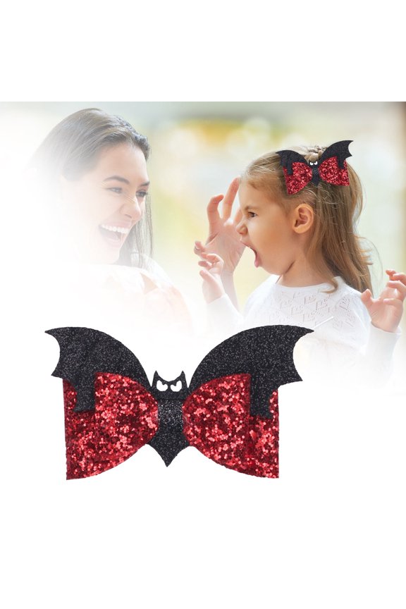 Hairpin Watermelon Red - Black Bat Hair Bow Clips Glitter Bat Hair Clip Halloween Bows Hair Clips Bats Barrettes Goth Halloween Hair Accessories for Baby Girls Toddler Infant Kids Makeup Organizers