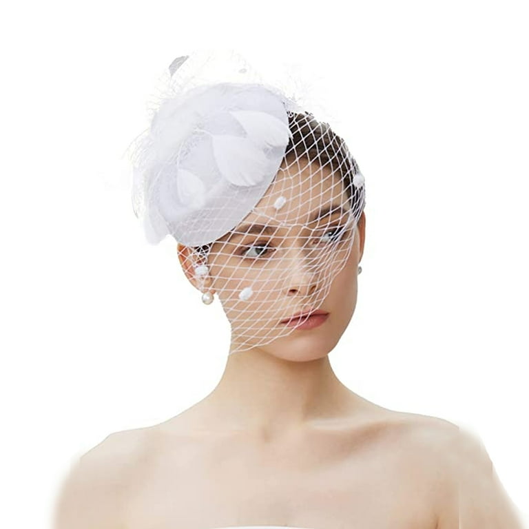 New Flower Feather Mesh Blue Top Hat New Flower Feather Mesh Blue Top Hat