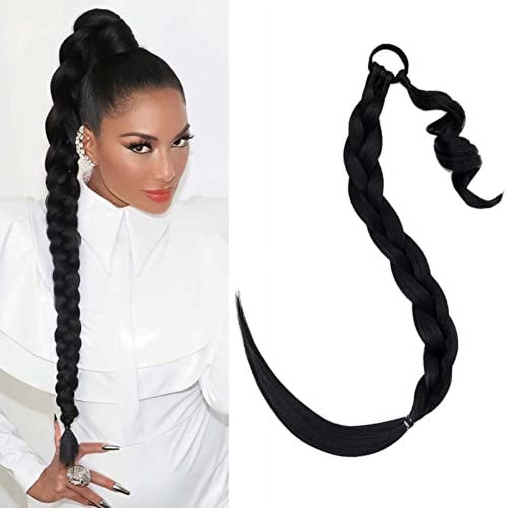Hairro Braided Ponytail Extension For Women Straight Wrap Around Pony