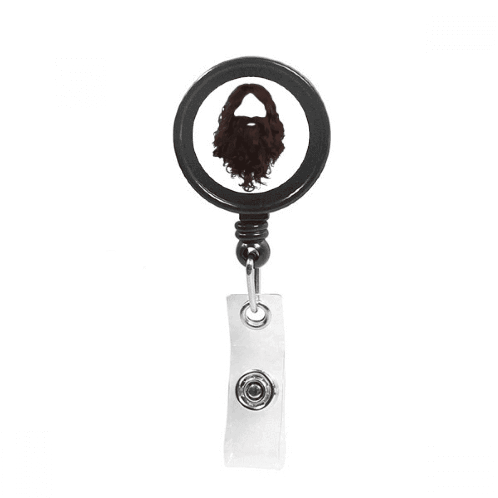 Hairstyle Beard Men Women Retractable Keychain Badge Holder ID Badge