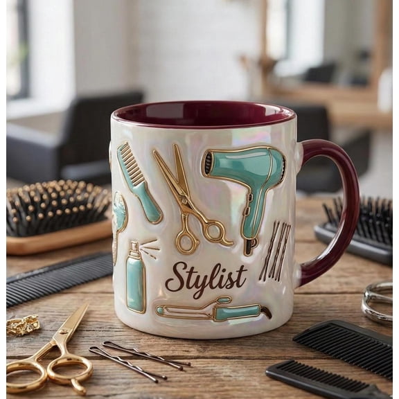 Hairstylist Gift, Personalized Hairdresser Mug, 3D Effect Puffy Design, Cosmetologist Graduation, Cute Salon Owner Cup, Hair Artist Gift