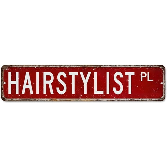Hairstylist Vintage Metal Tin Sign Rustic Fence Signs Retro Career Street Profession Man Cave Decor Metal Plaque for Bedroom Porch Gate 4"x16"