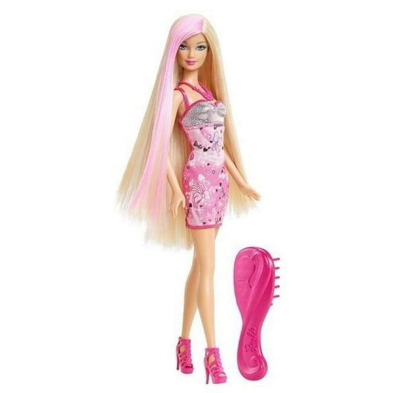 Hairtastic Pink Dress Blonde Hair Barbie Doll 2012 Mattel #X7883 NEW