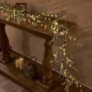 Hairui Lighted Artificial Olive Garland 96 LED Fairy Lights Battery Operated with Timer 6FT